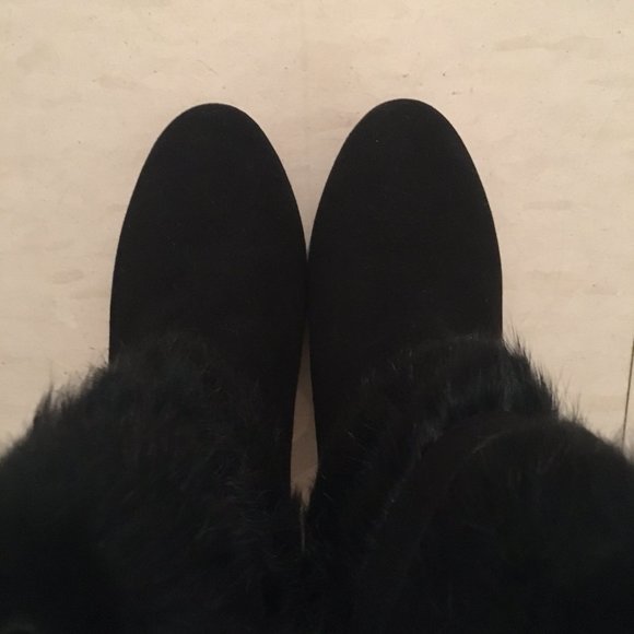 Coach Janeva Fur Trim Round Toe Ankle Boots / Black Suede (8) - Picture 3 of 12